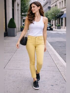 Citizens of Humanity Skinny Crop Jeans | Yellow Stretch Denim | Size 26 | NWT